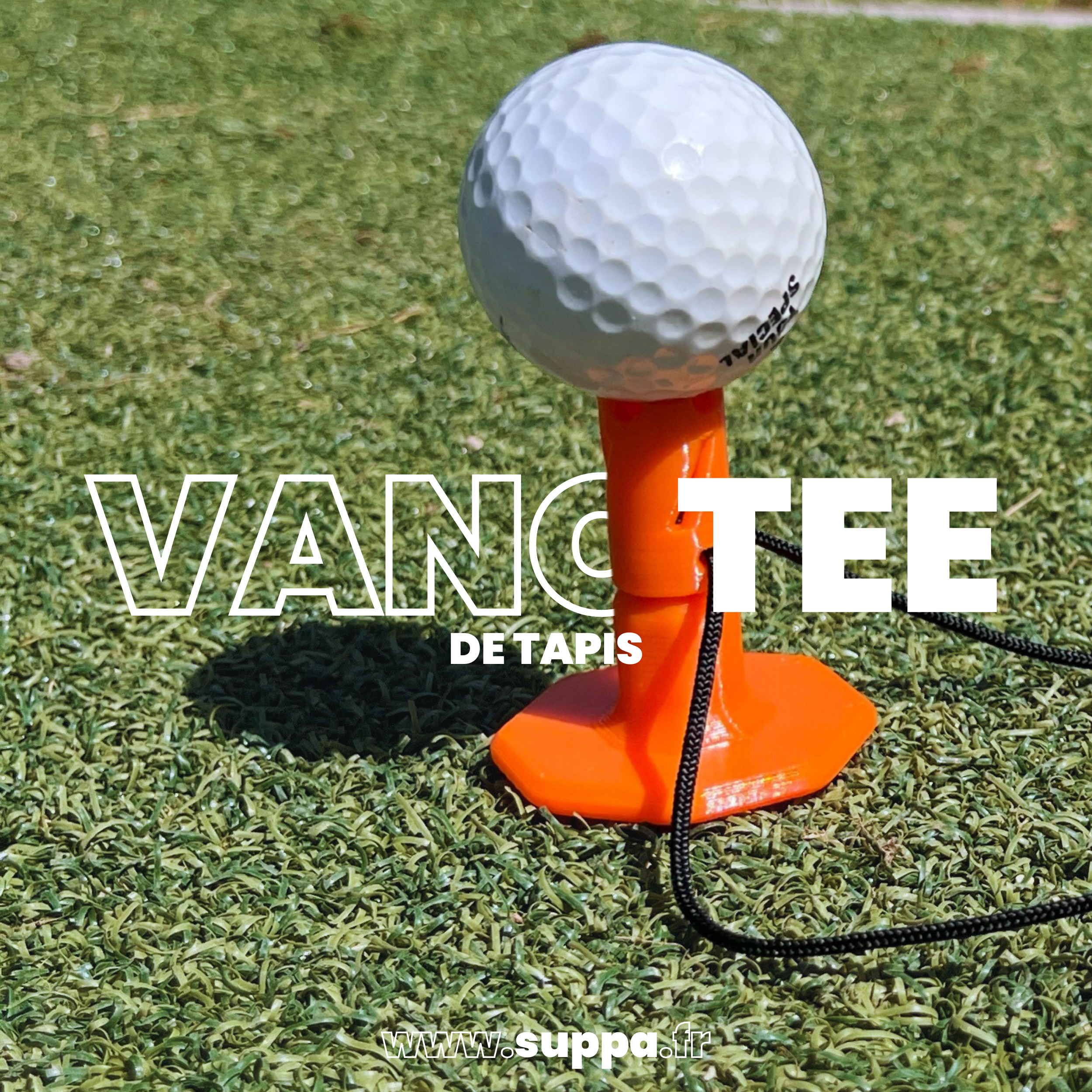 Vanotee de Tapis, support de tee pour practice de golf, idéal pour l’entraînement sur tapis indoor ou outdoor.